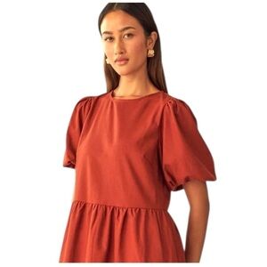 ASOS Design rust orange puff sleeve peplum blouse top